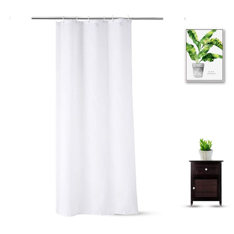 WellColor 36x72 Shower Curtain Liner  Water Repellent Small White Fabric Cloth Shower Curtain Sets for Spa Hotel  Machine Washable  Odorless  Stall Size - Image 1